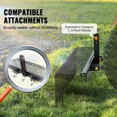 Tow Behind Landscape Rake 72in Dethatcher with 32 Steel Tines Fits Category 1 3 Point Hitch for Tractor Leaves Pine Needles Straw Grass